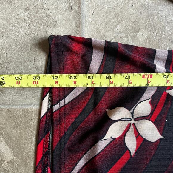 Vtg Y2K Womens Top Black Red Floral Slinky Whimsigoth Artsy Goth Festival Disco - Picture 5 of 7